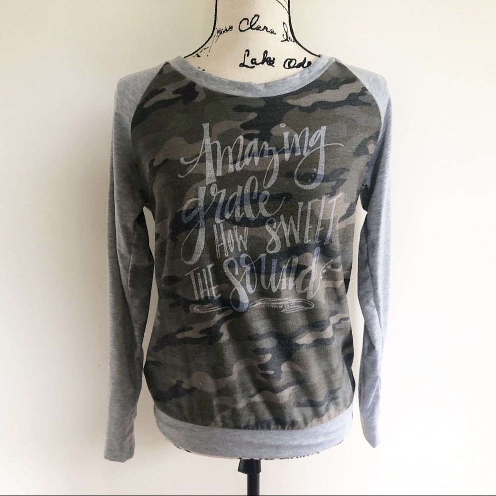 7th Ray Camo “Amazing Grace” Raglan Top B1
